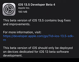 苹果发布 iOS 13.5/iPadOS 13.5 开发者预览飞镖试玩app版 beta 4